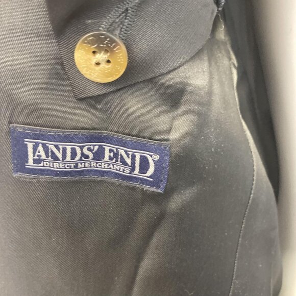 Lands' End 100% Lambswool Blazer Jacket Mens 42R Gray Herringbone Sport Coat EUC - Picture 16 of 16
